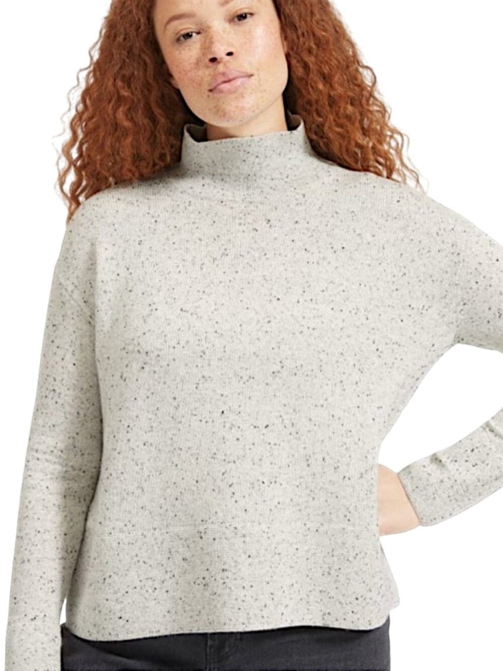 Everlane Cashmere Oversized Confetti Sweater S Drop Sleeve Gray